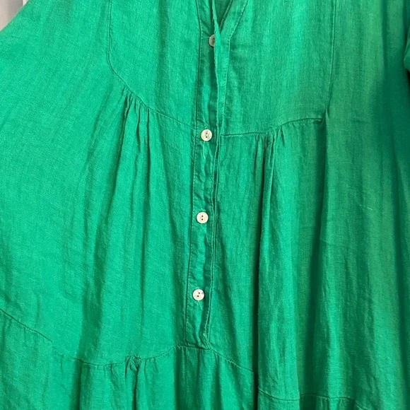 Green Tiered Button-Front Maxi Dress - Picture 9 of 9